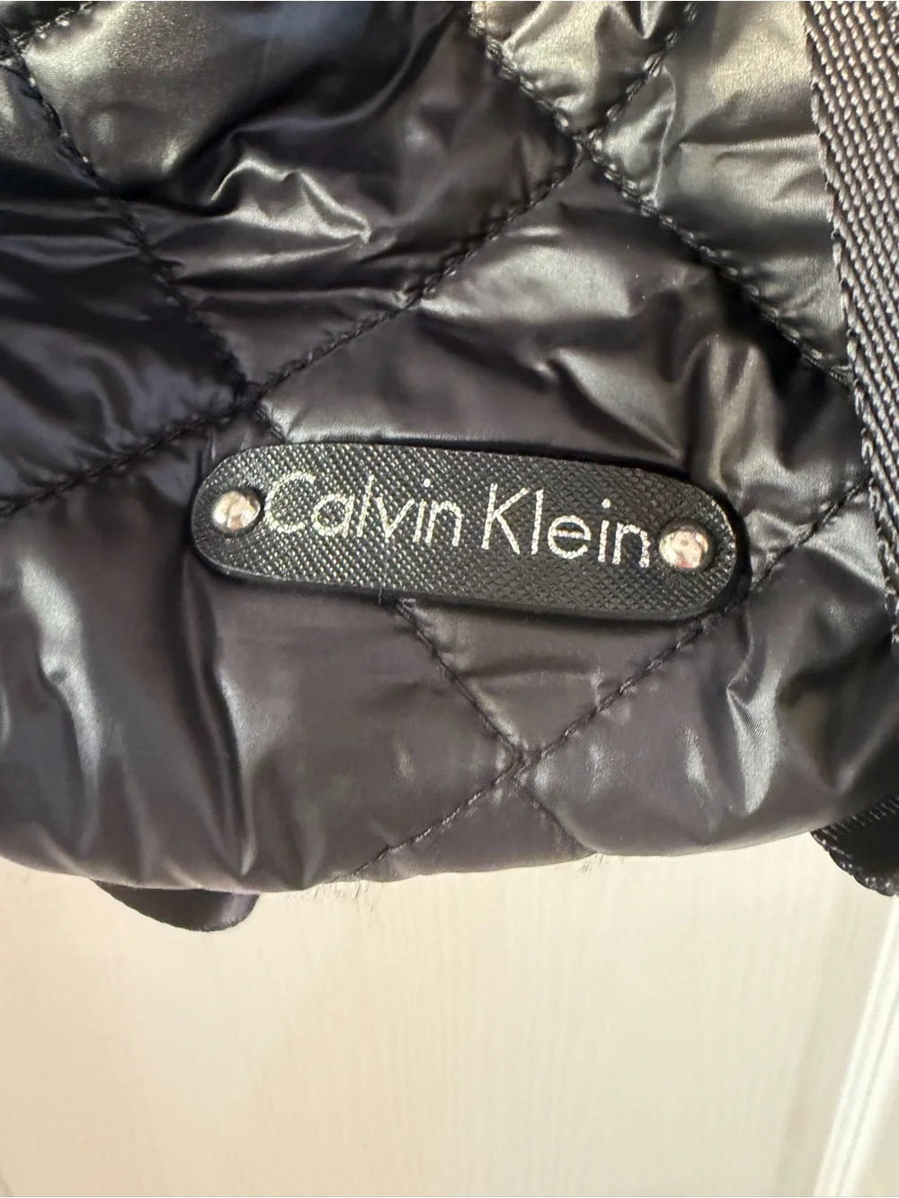 Calvin Klein Quilted Black Nylon Backpack with Branded Straps